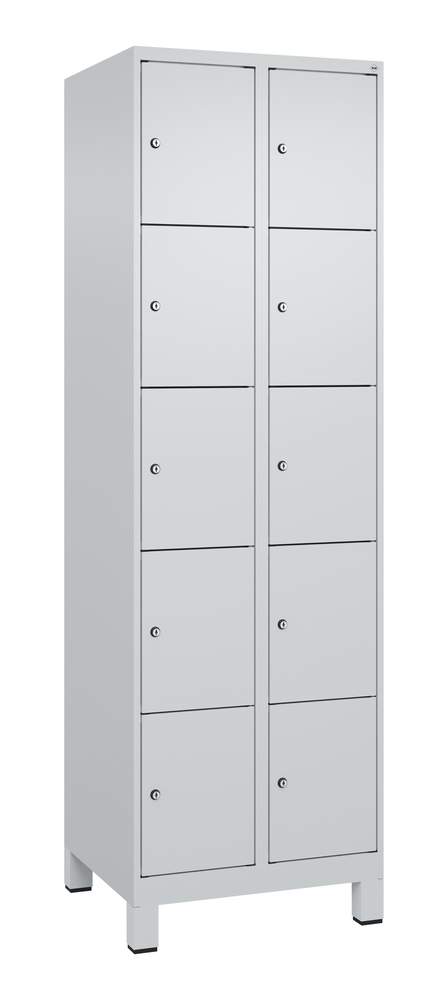 Locker Cabo-Plus, 4 bays each 5 compartments, 1200 x 500 x 1850 mm, light grey, on feet - 1