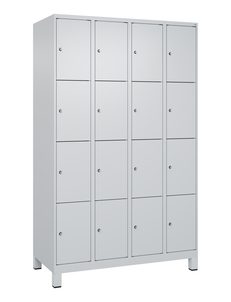 C+P lockerkast Cabo-Plus, 4 compartimenten à 4 vakken, 1200 x 500 x 1850 mm, grijs, op poten - 1