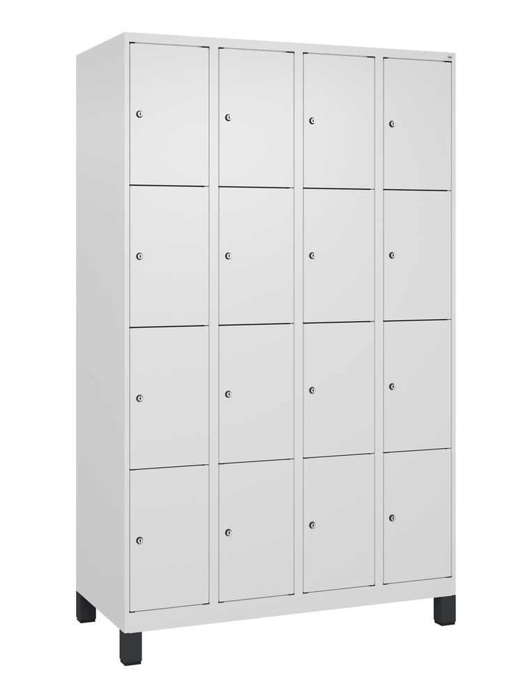 C+P lockerkast Cabo-Plus, 4 compartimenten à 4 vakken, 1200 x 500 x 1850 mm, wit, op poten - 1