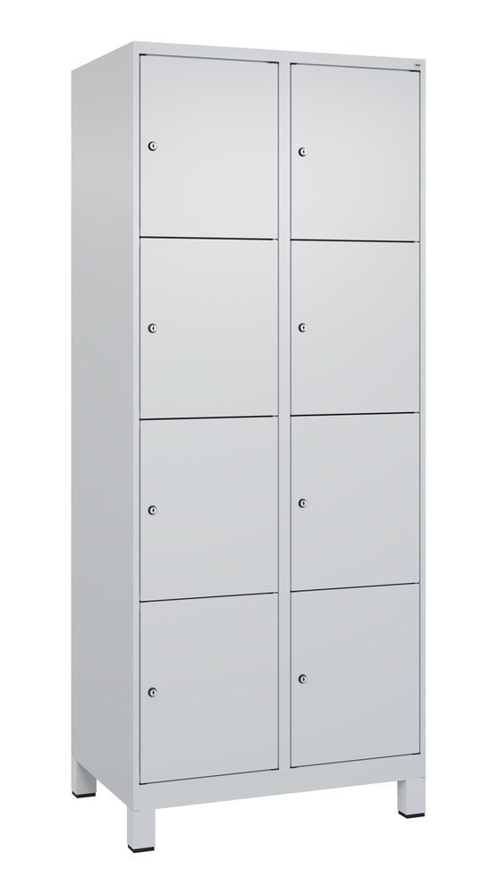 Armoire à casiers C+P Cabo-Plus, 2 compartiments avec 4 casiers, 800 x 500 x 1850 mm, gris, pieds - 1