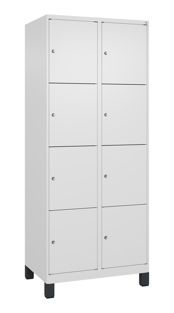 Armoire à casiers C+P Cabo-Plus, 2 compartiments avec 4 casiers, 800 x 500 x 1850 mm, blanc, pieds - 1