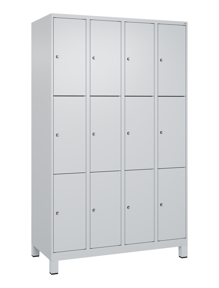 Armoire à casiers C+P Cabo-Plus, 4 compartiments, 1200 x 500 x 1850 mm, gris clair, sur pieds - 1