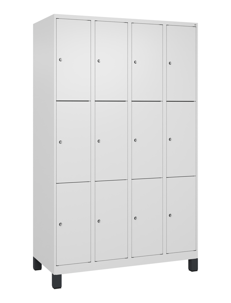 Armoire à casiers C+P Cabo-Plus, 4 compartiments, 1200 x 500 x 1850 mm, blanc trafic, sur pieds - 1