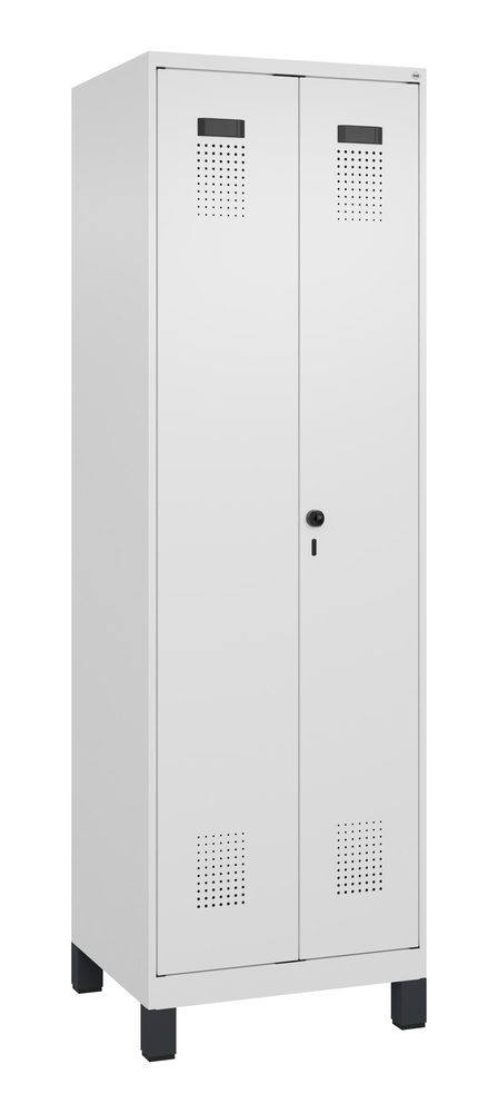 C+P linnen-garderobekast Cabo-Plus, 2 compartimenten à 300 mm, 600 x 500 x 1950 mm, wit, op poten - 1