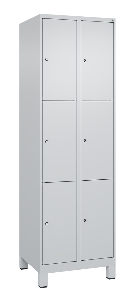 C+P Schließfachschrank Cabo auf Füßen, 6 Fächer, 610 x 500 x 1950 mm, grau/grau - 1