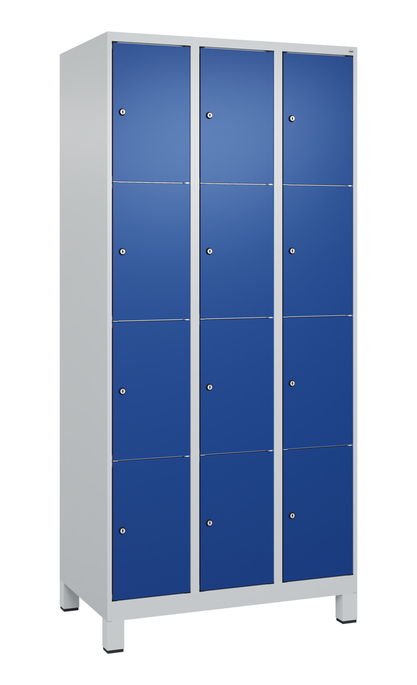 C+P lockerkast Cabo op poten, 12 vakken, 900 x 500 x 1950 mm, grijs/blauw - 1