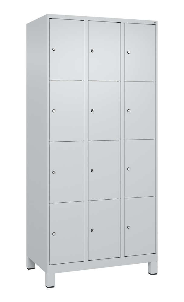 C+P lockerkast Cabo op poten, 12 vakken, 900 x 500 x 1950 mm, grijs/grijs - 1