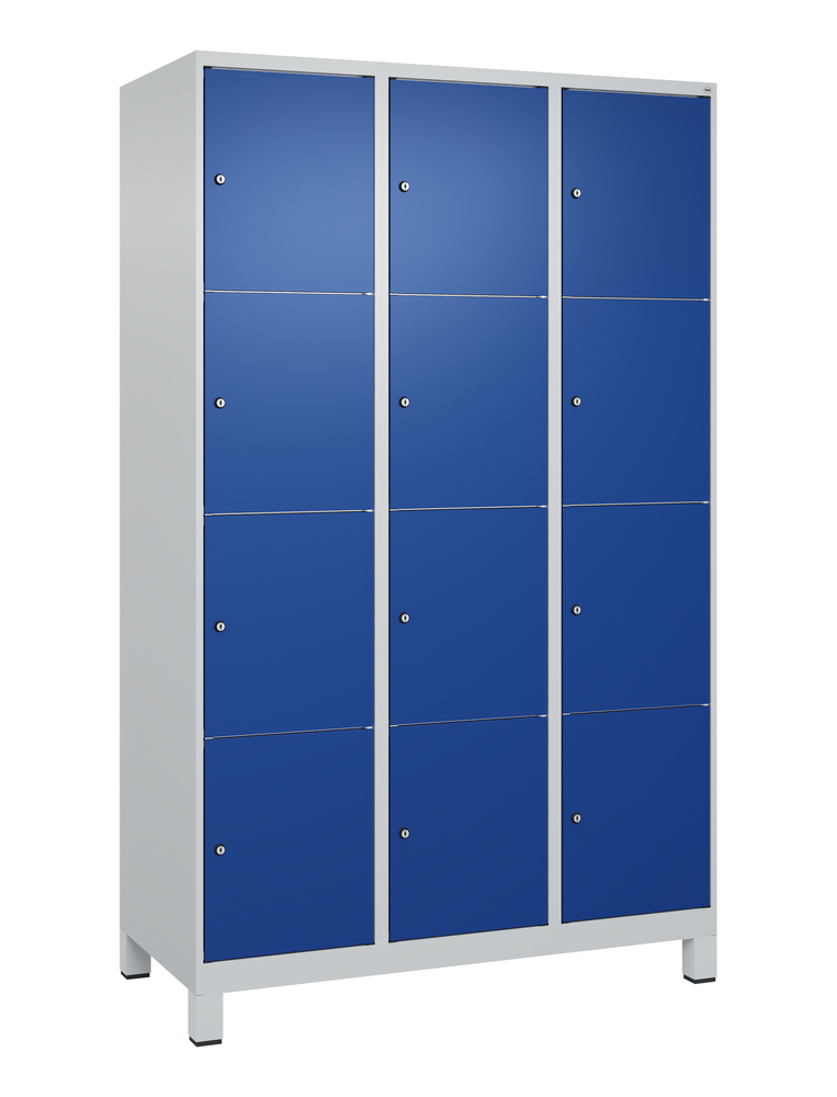 C+P lockerkast Cabo op poten, 12 vakken, 1200 x 500 x 1950 mm, grijs/blauw - 1
