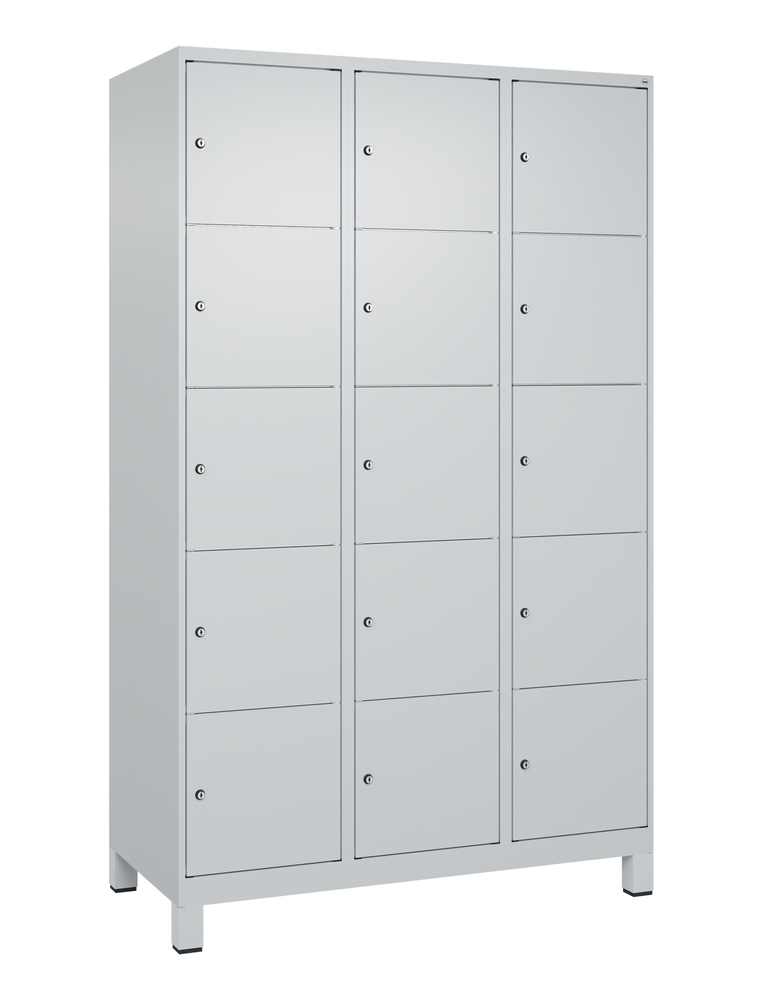 Armadio Cabo C+P con cass. di sicurezza, su piedini, 15 scomparti, 1200x500x1950mm, grigio/grigio - 1