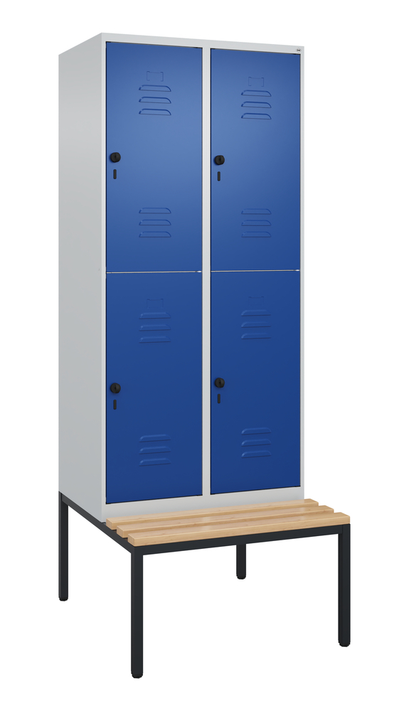 C+P Cabo kétszintes szekrény paddal, 4 rekesz, 810 x 500/815 x 2120 mm, szürke/kék - 1