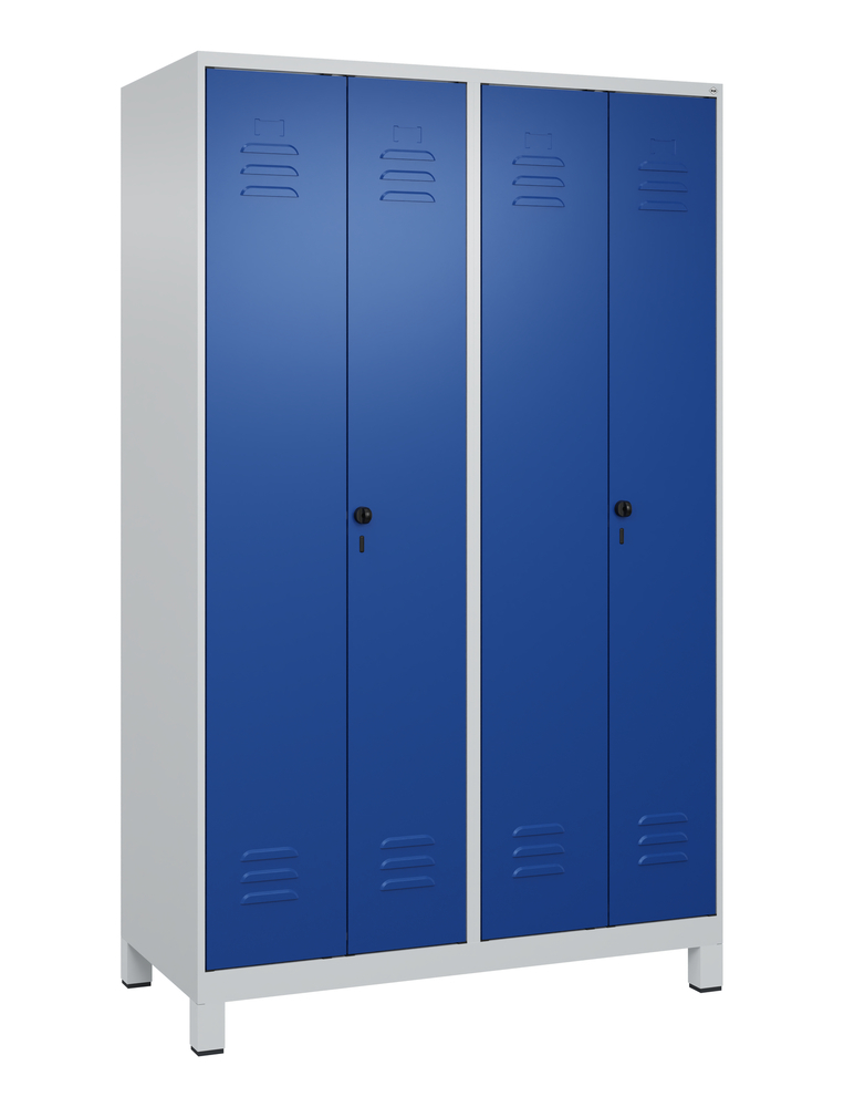 Šatňová skriňa C+P Cabo, dvere oproti sebe, 1200 x 500 x 1950 mm, nožičky, sivo-modrá - 1