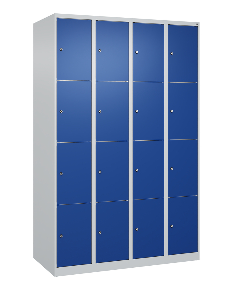 C+P lockerkast Cabo, 4 vakken boven elkaar, 1200 x 500 x 1850 mm, deuren blauw, vloerstaand - 1