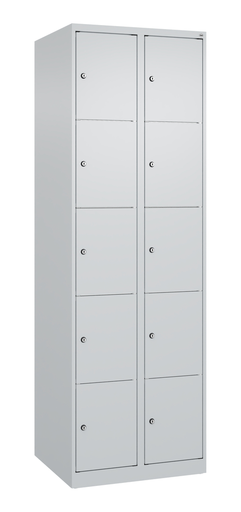 C+P lockerkast Cabo, 5 vakken boven elkaar, 600 x 500 x 1850 mm, grijs, vloerstaand - 1