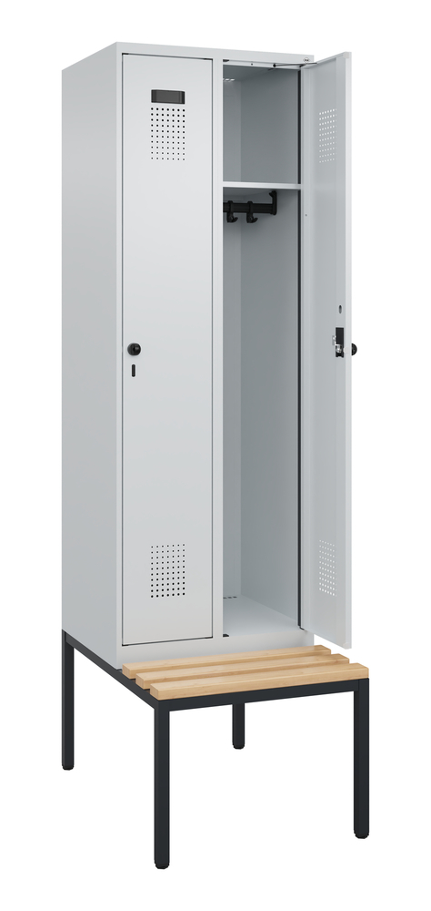C+P garderobekast Cabo-Plus met zitbank, 2 compartimenten, 600 x 500/815 x 2120 mm, grijs - 2