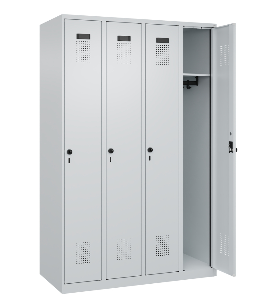 C+P Cabo-Plus floor-standing clothes locker, 4 compartments, 1200 x 500 x 1850 mm, grey - 2