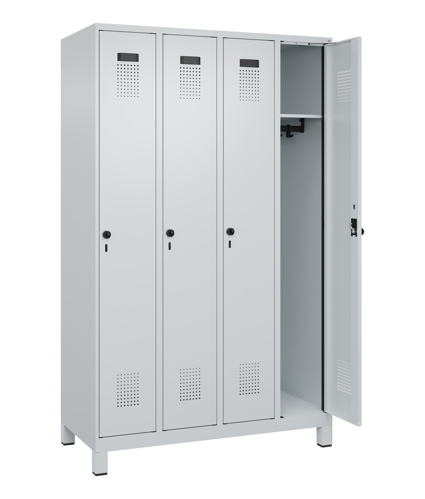 C+P Cabo-Plus clothes locker on feet, 4 compartments, 1200 x 500 x 1950 mm, grey - 2