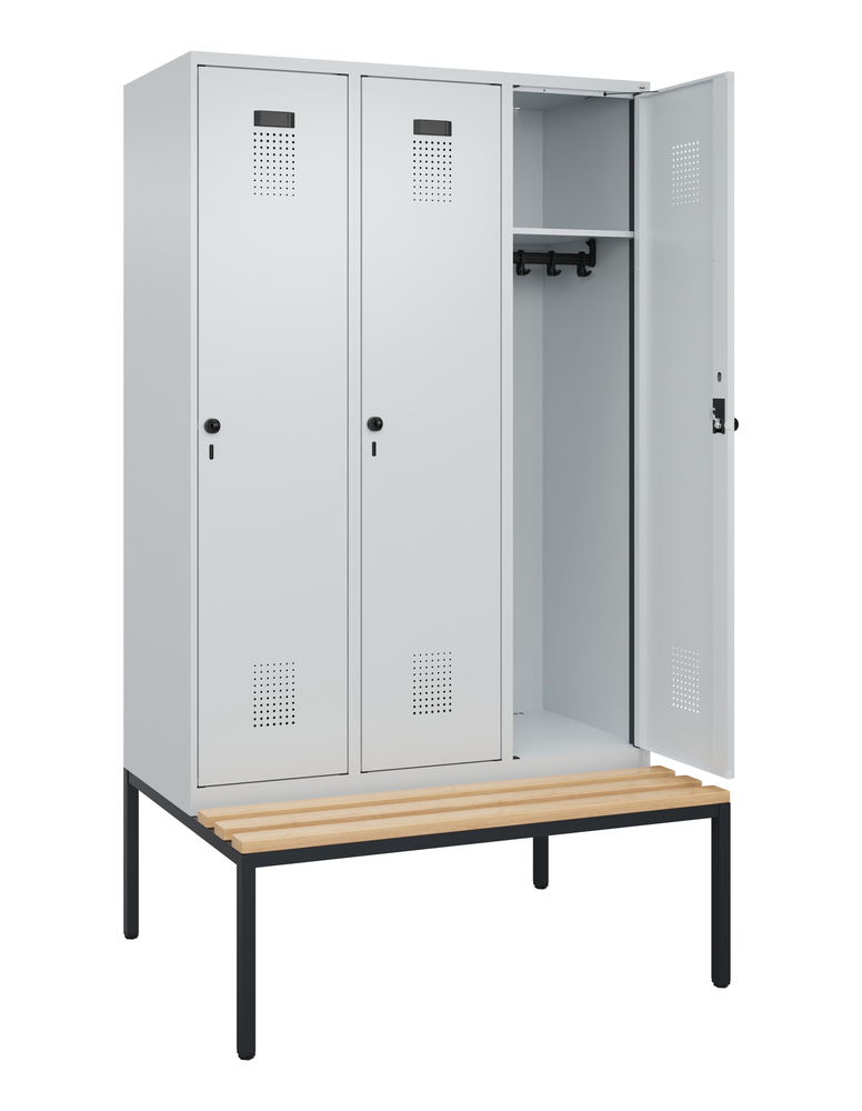 C+P Cabo-Plus öltözőszekrény paddal, 3 rész, 1200 x 500/815 x 2120 mm, szürke - 2