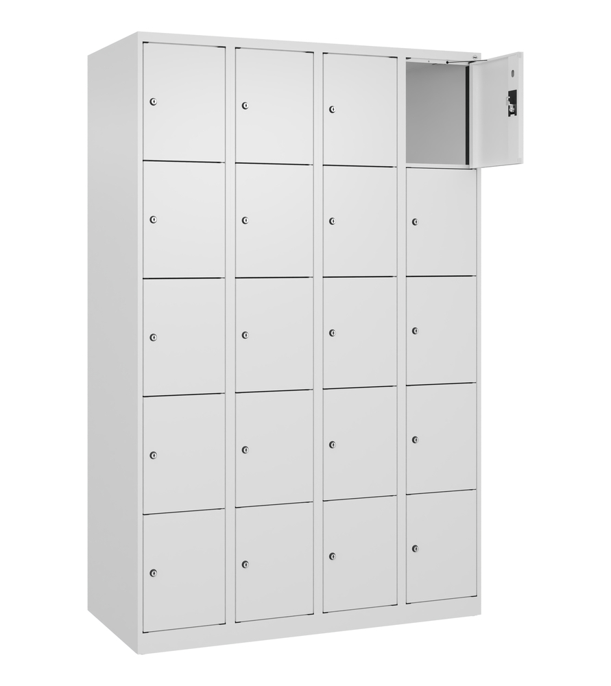 Armoire à casiers Cabo Plus, 4 compartiments avec 5 casiers, 1200 x 500 x 1850 mm, blanc, sans pieds - 2