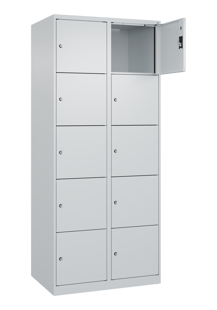 C+P Schließfachschrank Cabo-Plus, 2 Abteile je 5 Fächer, 800 x 500 x 1850 mm, grau, bodenstehend - 2