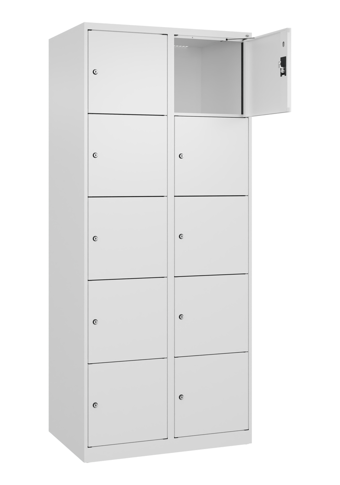 Armoire à casiers Cabo Plus, 2 compartiments avec 5 casiers, 800 x 500 x 1850 mm, blanc, sans pieds - 2