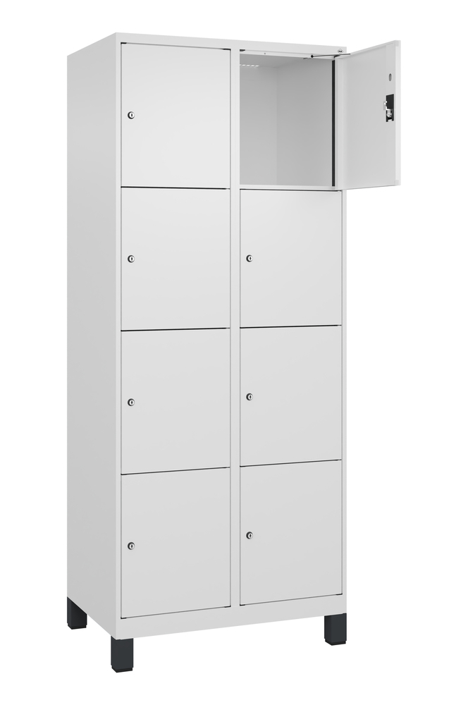 Armoire à casiers C+P Cabo-Plus, 2 compartiments avec 4 casiers, 800 x 500 x 1850 mm, blanc, pieds - 2