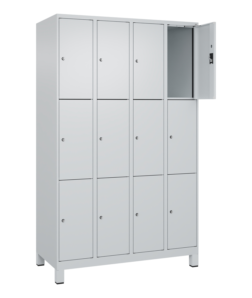 Armoire à casiers C+P Cabo-Plus, 4 compartiments, 1200 x 500 x 1850 mm, gris clair, sur pieds - 2