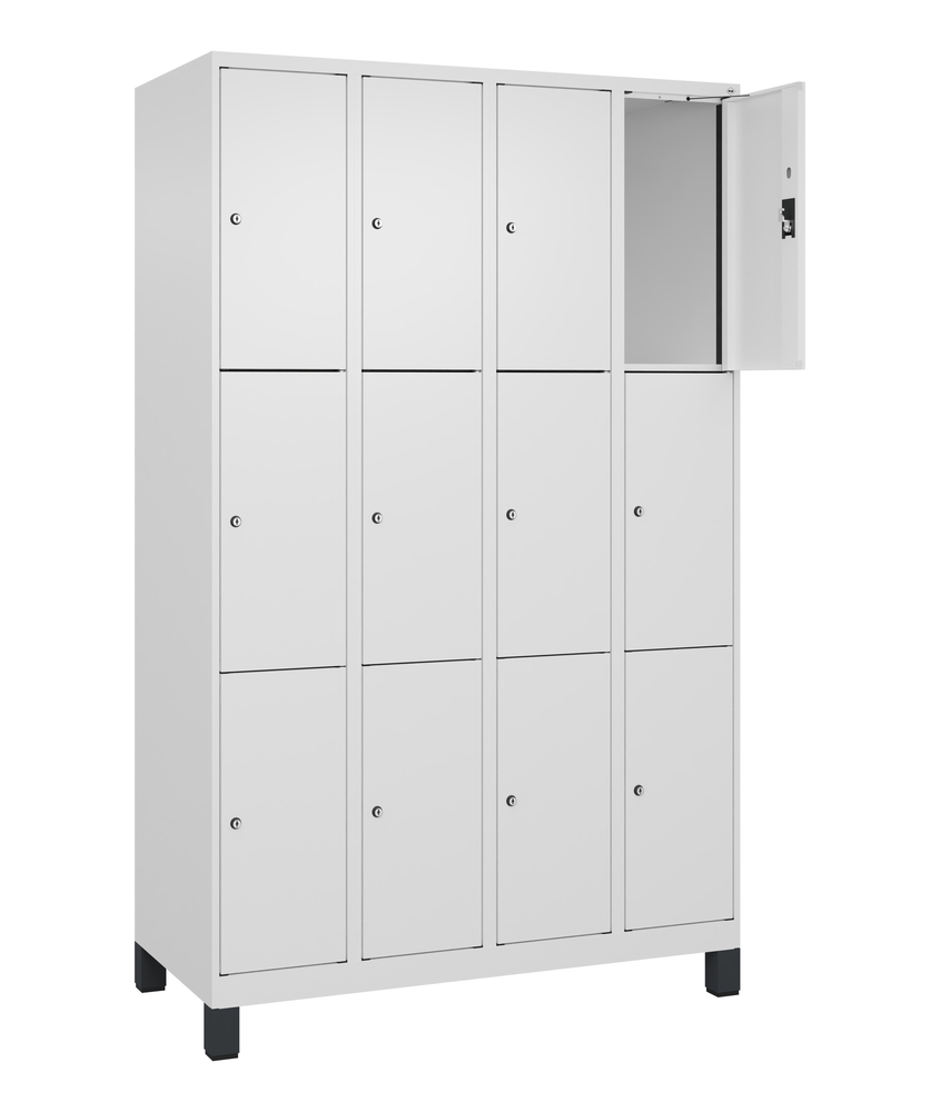 C+P Cabo-Plus locker cabinet, 4 compartments, 1200 x 500 x 1850 mm, traffic white, on feet - 2