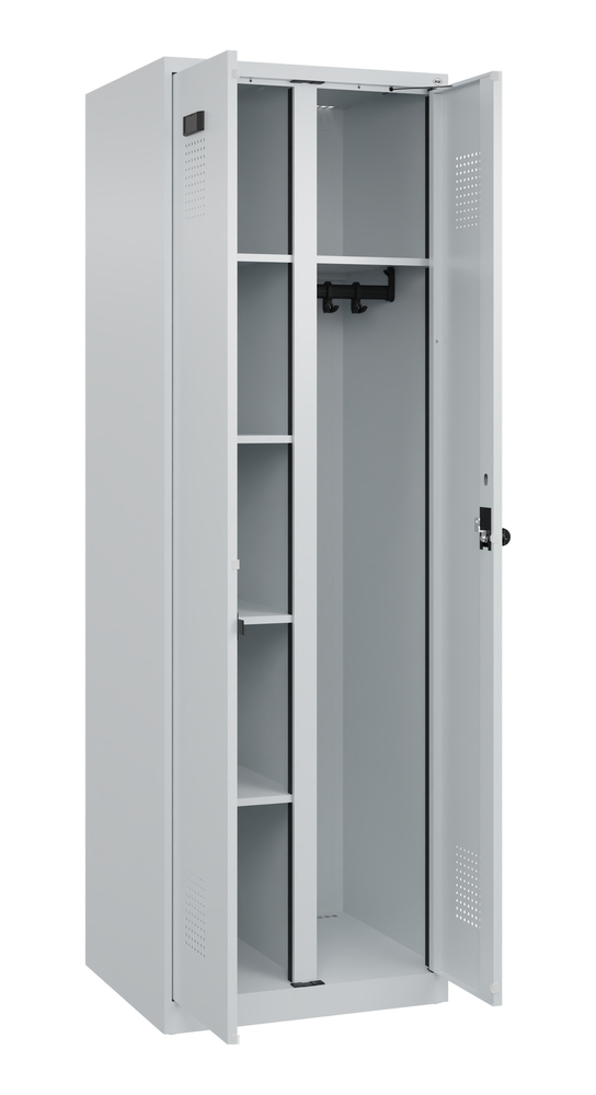 Armoire pour produits de nettoyage C+P Cabo-Plus, 600 x 500 x 1850 mm, gris clair, sans pieds - 2