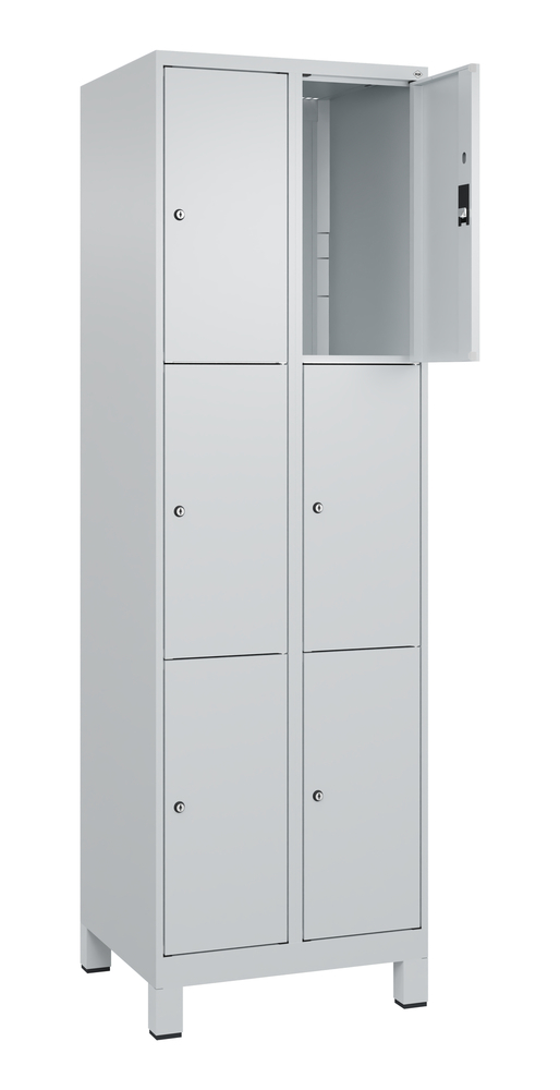 C+P Schließfachschrank Cabo auf Füßen, 6 Fächer, 610 x 500 x 1950 mm, grau/grau - 2