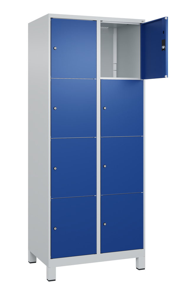 C+P lockerkast Cabo op poten, 8 vakken, 810 x 500 x 1950 mm, grijs/blauw - 2