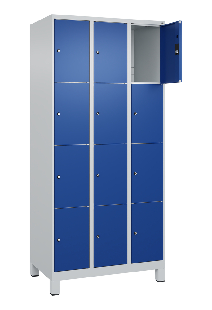 C+P lockerkast Cabo op poten, 12 vakken, 900 x 500 x 1950 mm, grijs/blauw - 2
