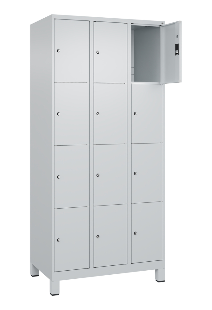 C+P lockerkast Cabo op poten, 12 vakken, 900 x 500 x 1950 mm, grijs/grijs - 2