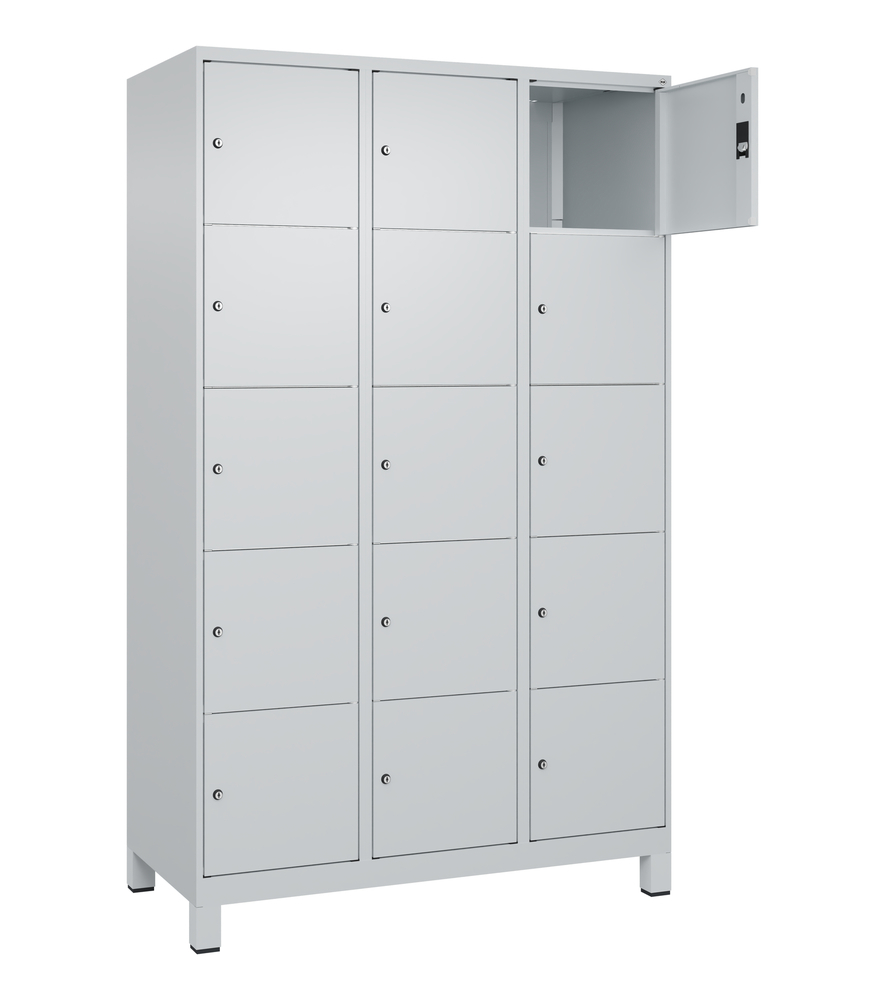 Armadio Cabo C+P con cass. di sicurezza, su piedini, 15 scomparti, 1200x500x1950mm, grigio/grigio - 2