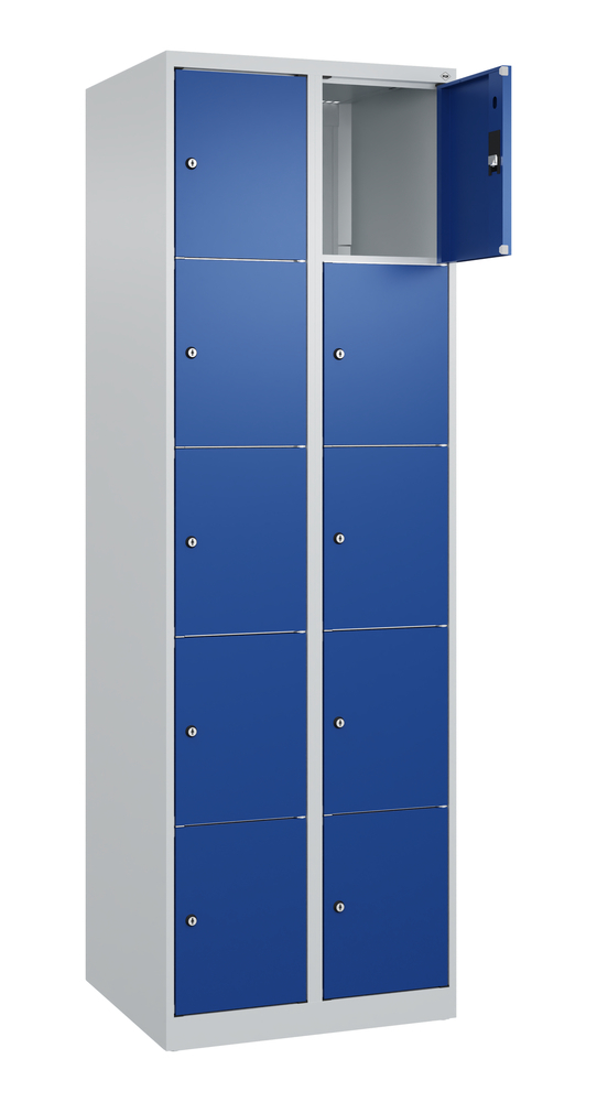 C+P lockerkast Cabo, 5 vakken boven elkaar, 600 x 500 mm, lichtgrijs/blauw, vloerstaand - 2