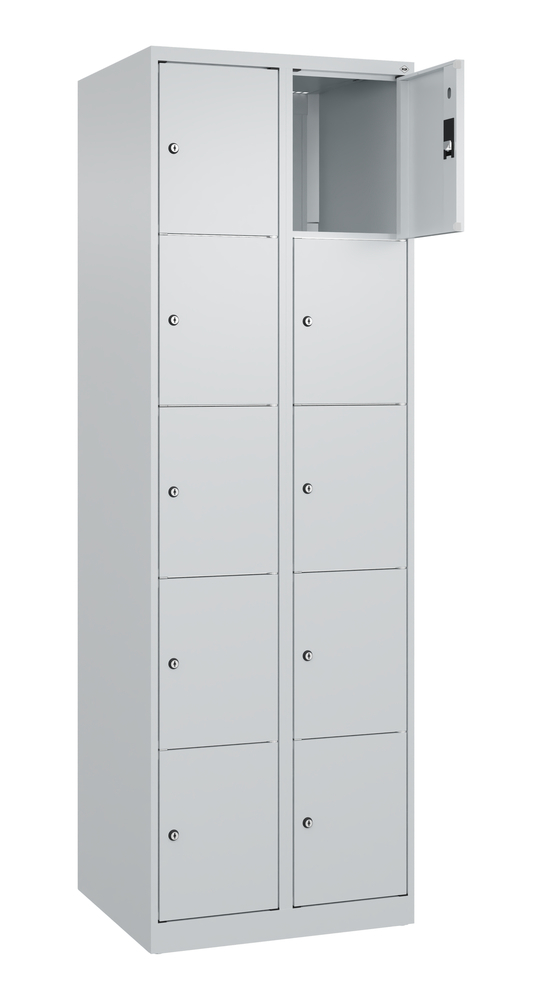 C+P lockerkast Cabo, 5 vakken boven elkaar, 600 x 500 x 1850 mm, grijs, vloerstaand - 2