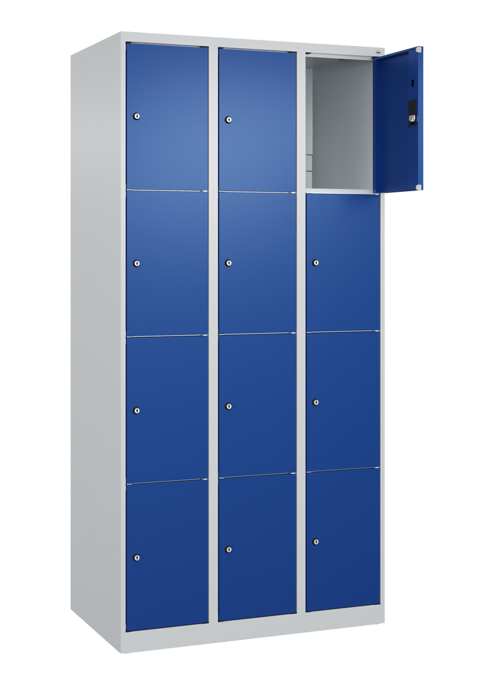 C+P Kleiderschrank Cabo, 4 Fächer übereiander, 900 x 500 x 1850 mm, Türen blau, bodenstehend - 2