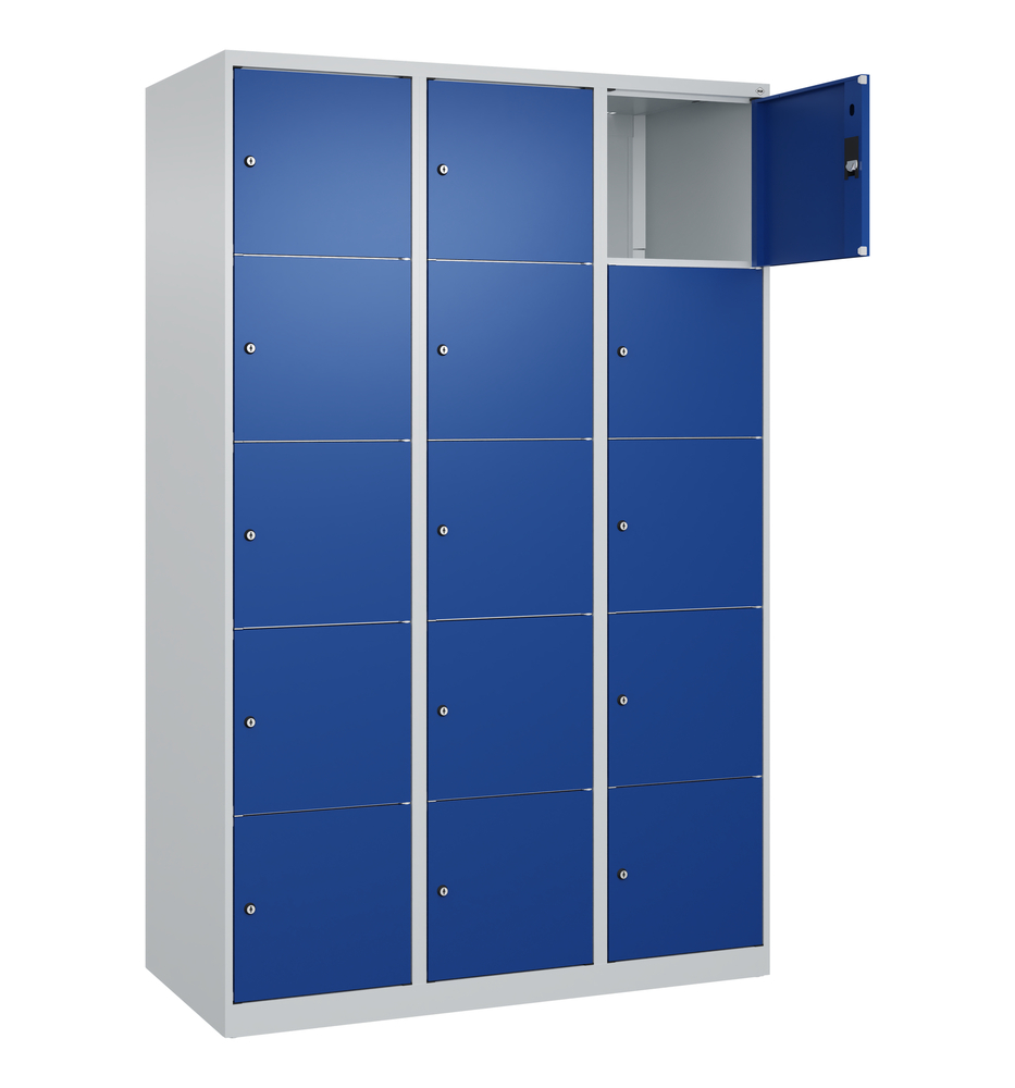 C+P lockerkast Cabo, 5 vakken boven elkaar, 1200 x 500 x 1850 mm, grijs/blauw, vloerstaand - 2