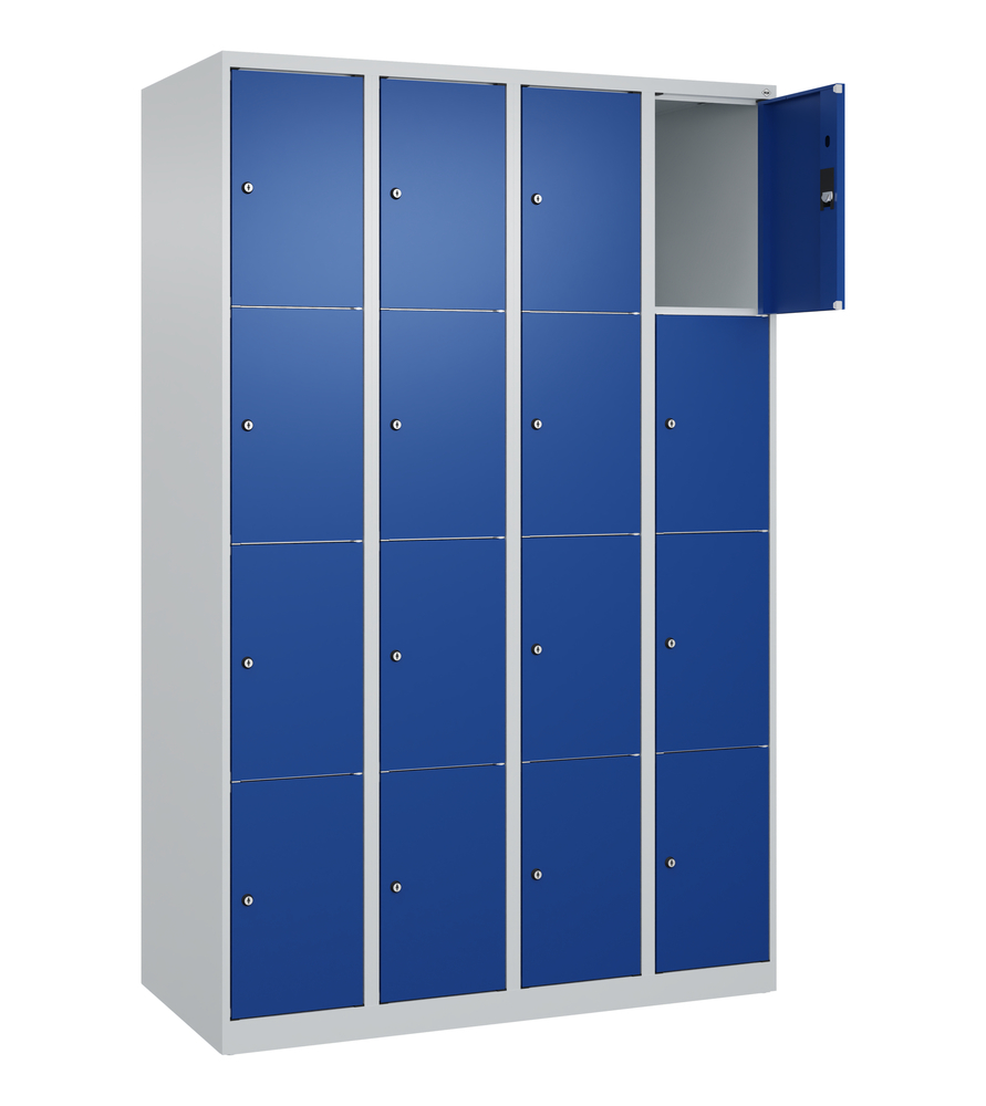 C+P lockerkast Cabo, 4 vakken boven elkaar, 1200 x 500 x 1850 mm, deuren blauw, vloerstaand - 2