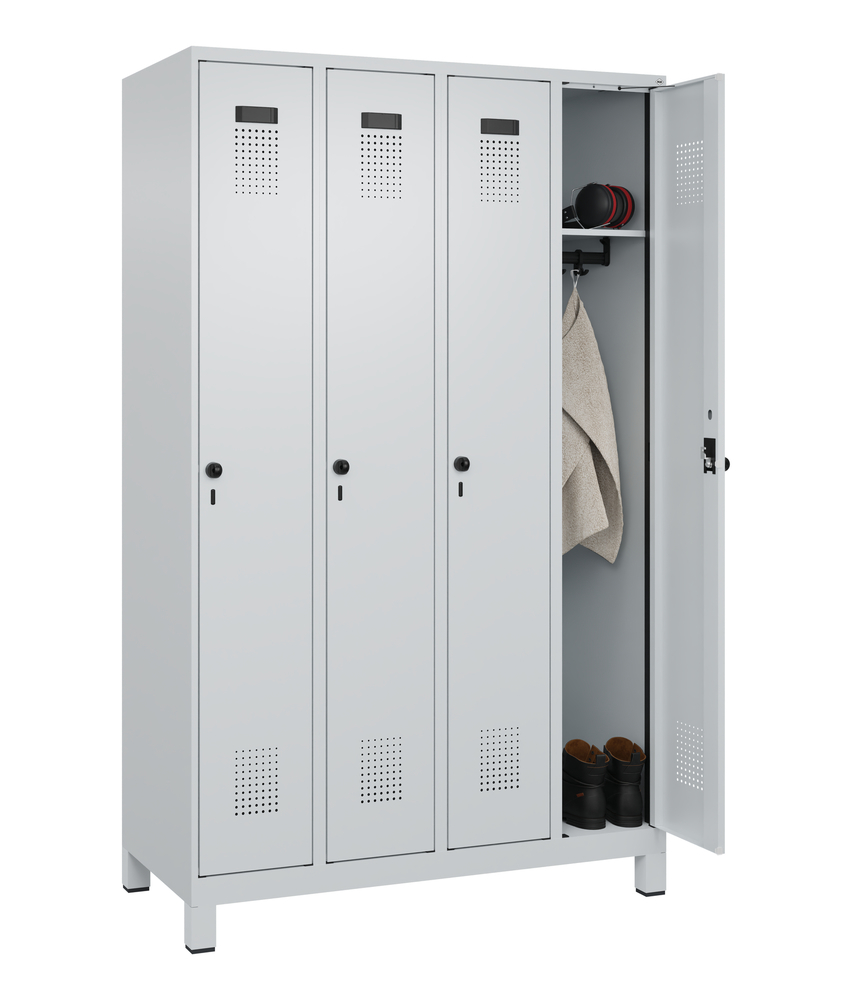 C+P Cabo-Plus clothes locker on feet, 4 compartments, 1200 x 500 x 1950 mm, grey - 3