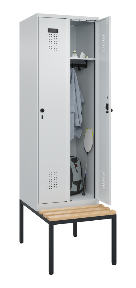 C+P garderobekast Cabo-Plus met zitbank, 2 compartimenten, 600 x 500/815 x 2120 mm, grijs - 4