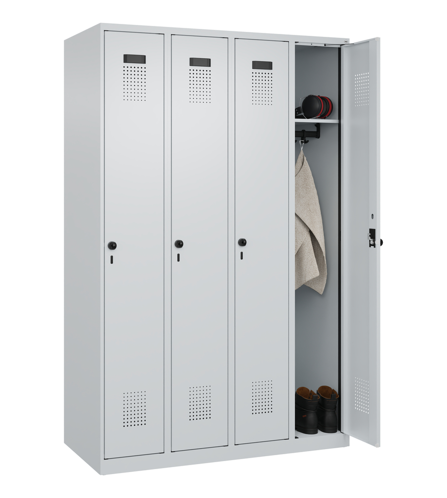 C+P Cabo-Plus floor-standing clothes locker, 4 compartments, 1200 x 500 x 1850 mm, grey - 3