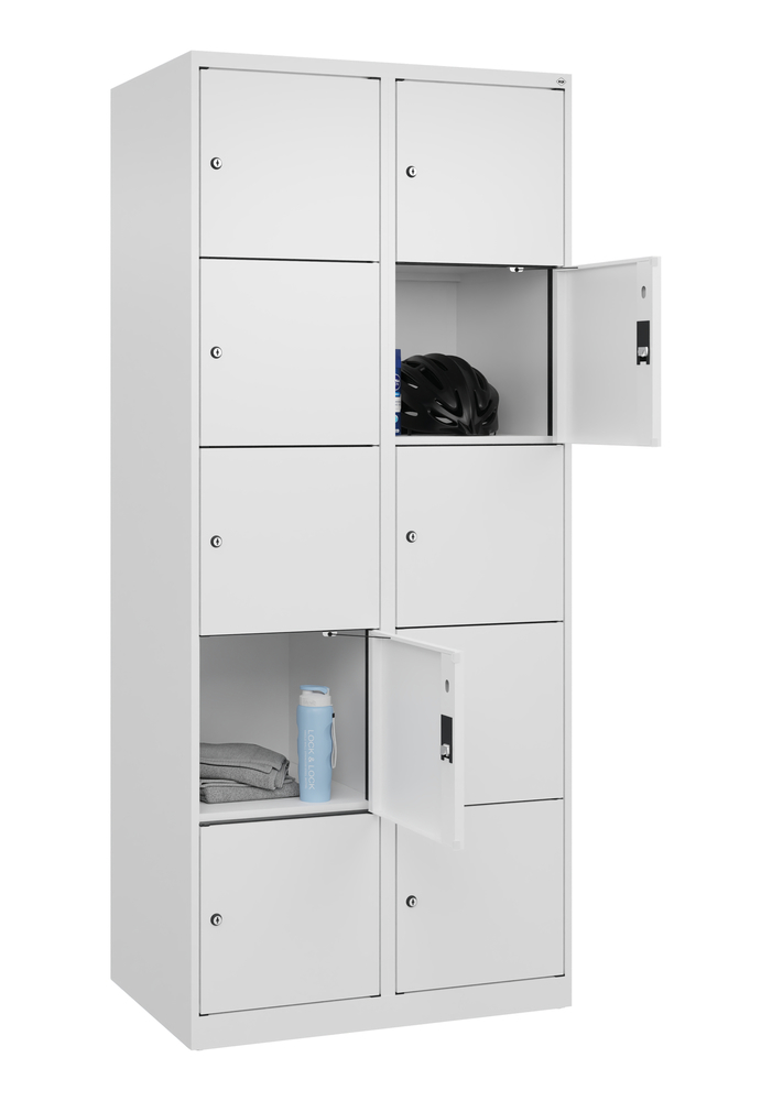 Locker Cabo-Plus, 4 bays each 5 compartments, 1200 x 500 x 1800 mm, light grey, base - 3