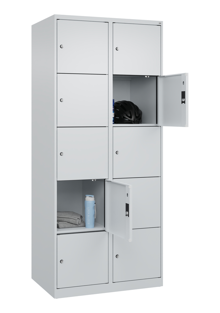 C+P Schließfachschrank Cabo-Plus, 2 Abteile je 5 Fächer, 800 x 500 x 1850 mm, grau, bodenstehend - 3