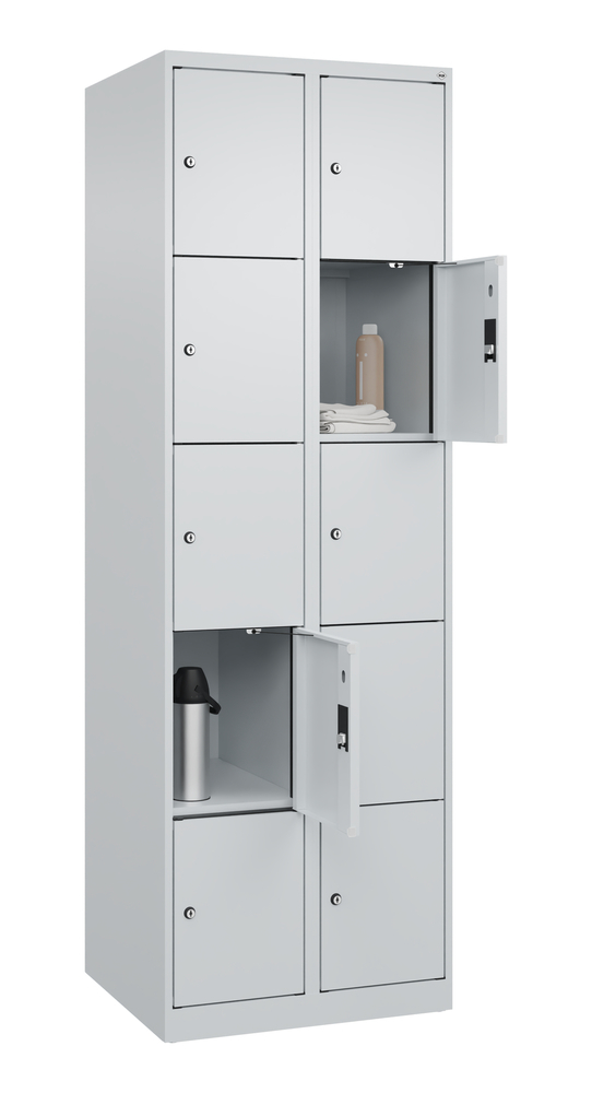 Locker Cabo-Plus, 4 bays each 5 compartments, 1200 x 500 x 1800 mm, light grey, base - 3