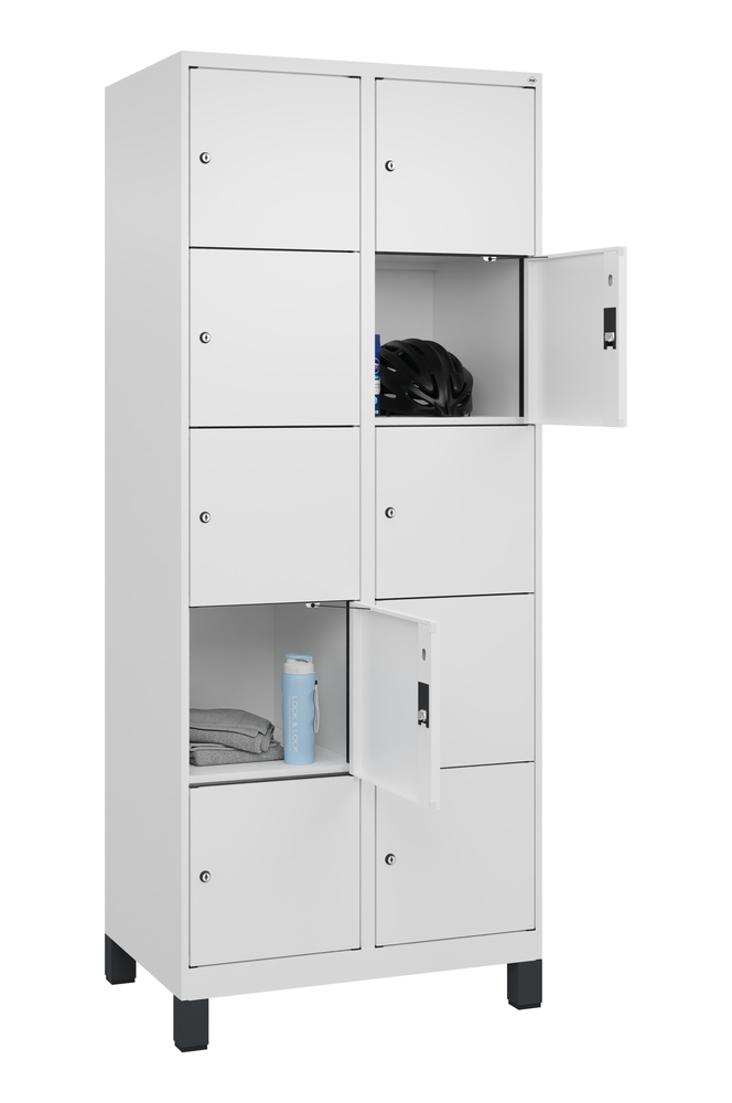 Locker Cabo-Plus, 4 bays each 5 compartments, 1200 x 500 x 1850 mm, light grey, on feet - 3