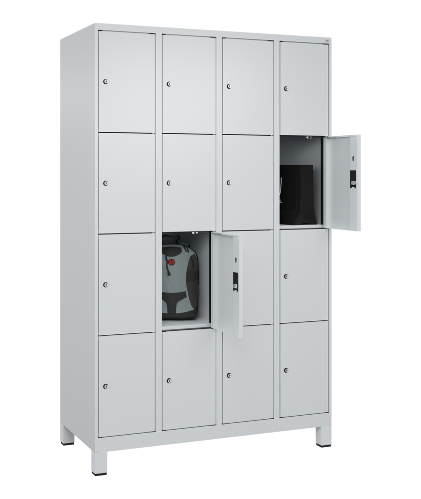 C+P lockerkast Cabo-Plus, 4 compartimenten à 4 vakken, 1200 x 500 x 1850 mm, grijs, op poten - 3
