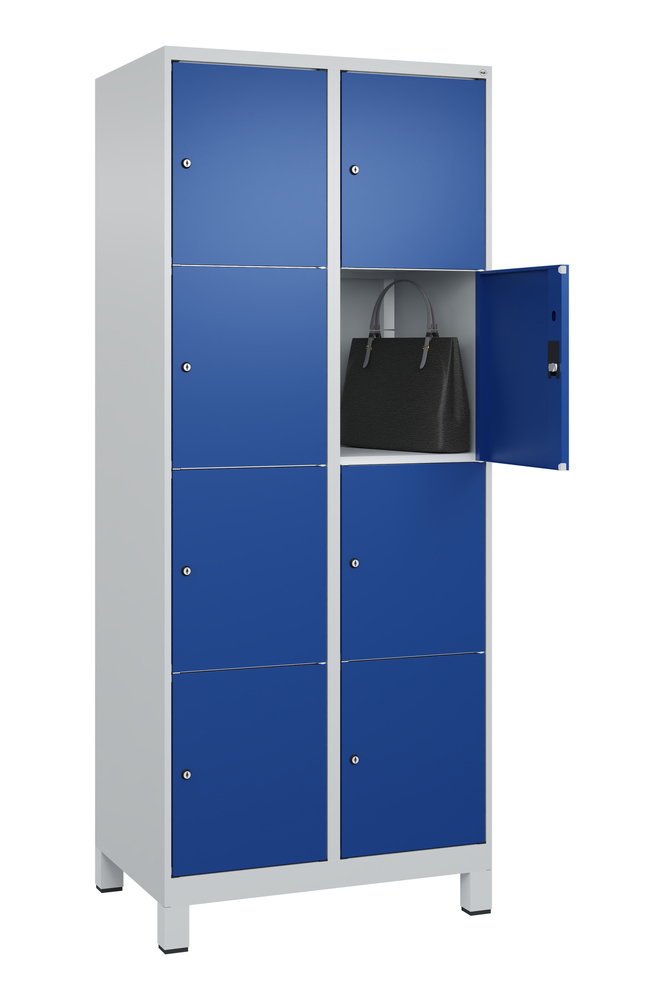 C+P lockerkast Cabo op poten, 8 vakken, 810 x 500 x 1950 mm, grijs/blauw - 3