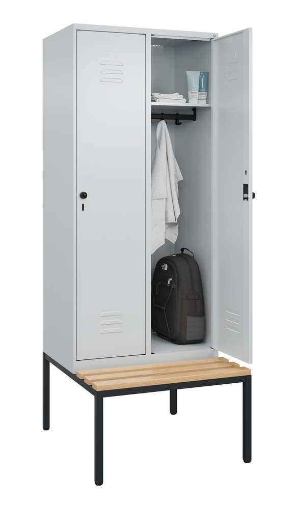 C+P Cabo öltözőszekrény paddal, 2 rész, 810 x 500/815 x 2120 mm, szürke/szürke - 3