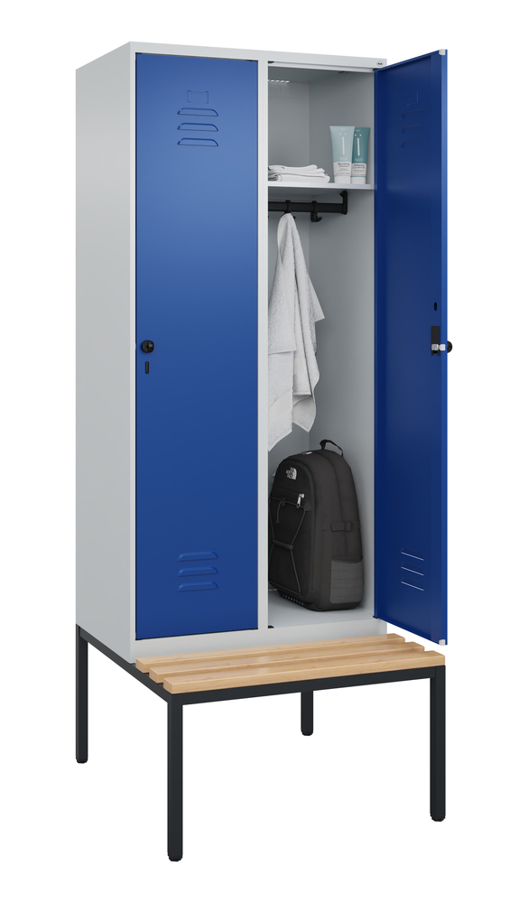 C+P Cabo öltözőszekrény paddal, 2 rész, 810 x 500/815 x 2120 mm, szürke/kék - 3