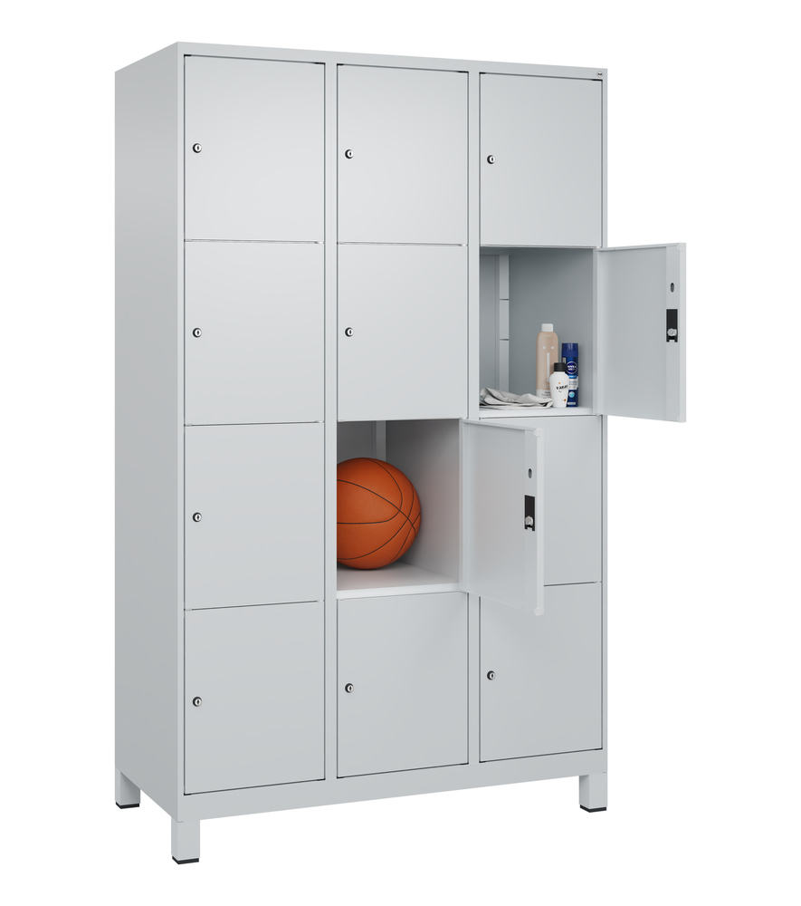 C+P lockerkast Cabo op poten, 12 vakken, 1200 x 500 x 1950 mm, grijs/grijs - 3